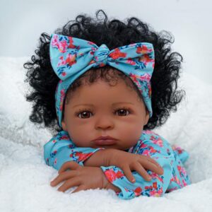 Bebê reborn menina silicone realista afro